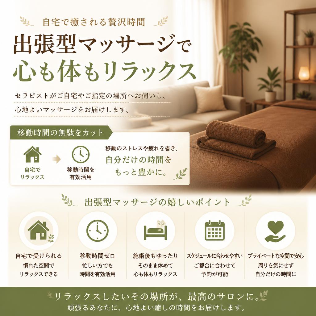 出張マッサージで手軽に！