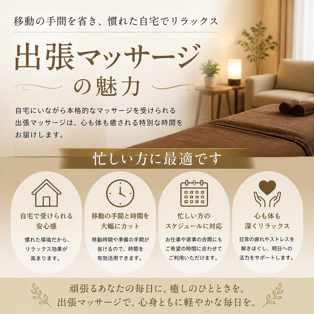 出張マッサージのメリットとは？