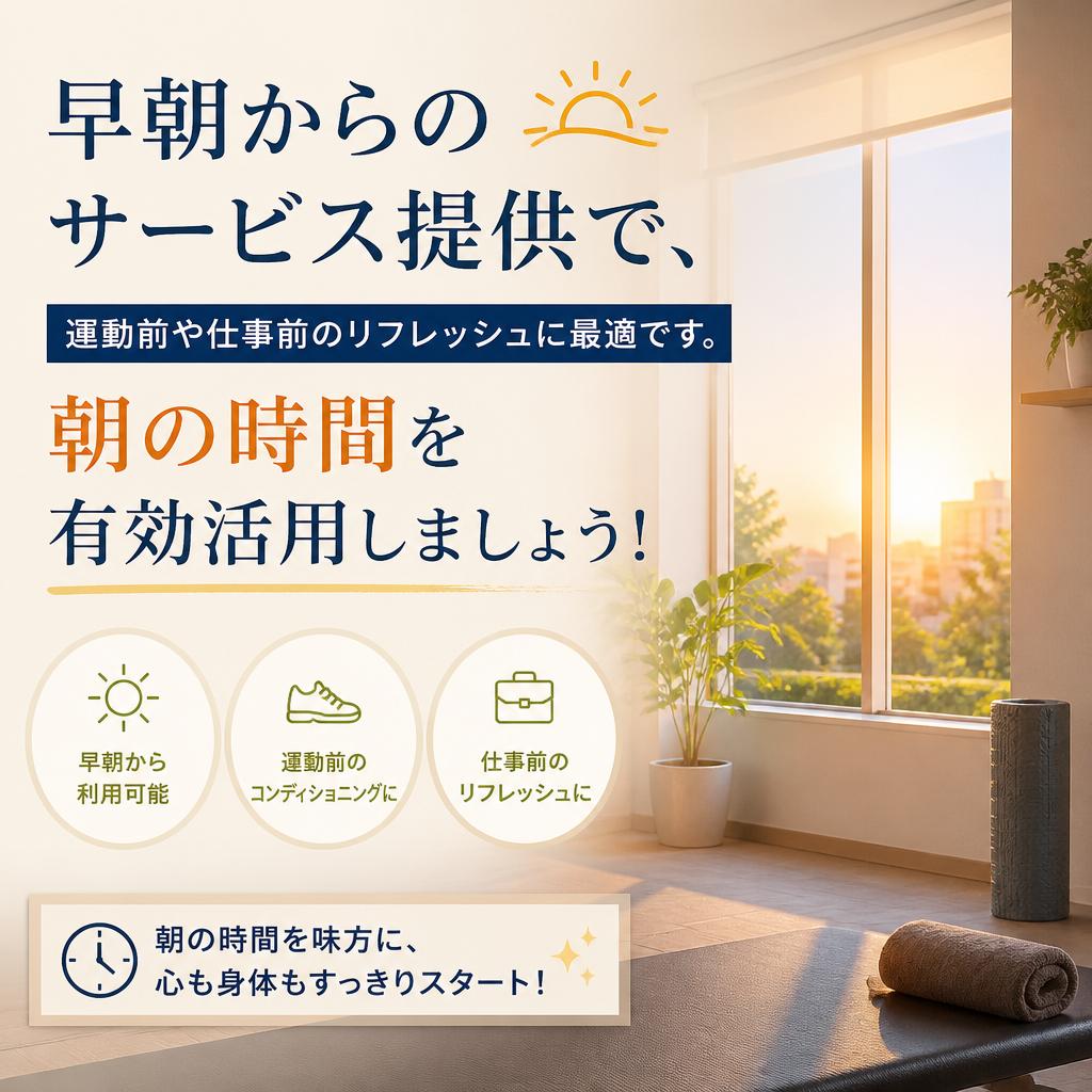 早朝サービスで朝からリフレッシュ
