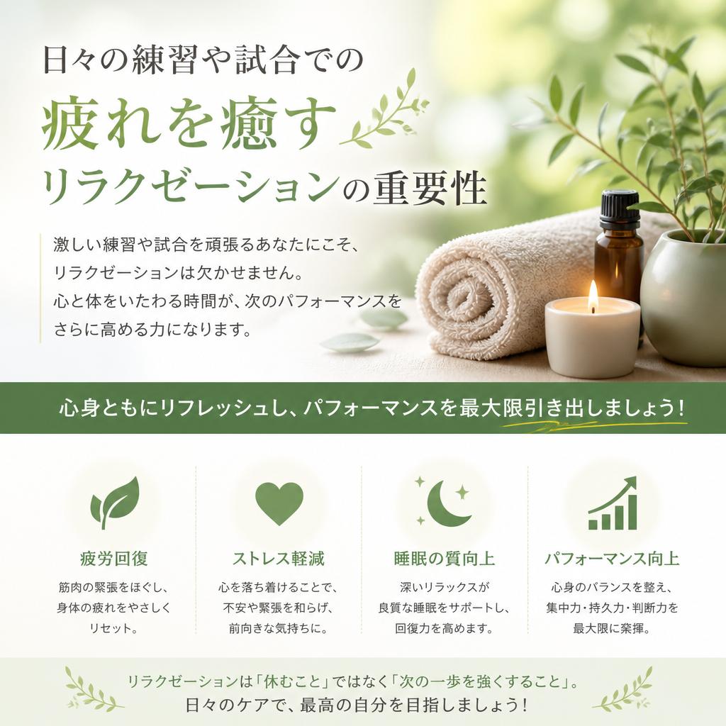 リラクゼーションが選手を支える