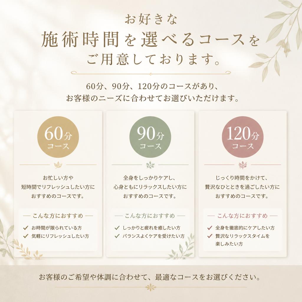 気軽にリフレッシュ！選べるコース